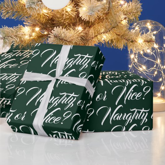 Papier Cadeau Écriture élégante noire ou Nice vert foncé drôle (Vacances)