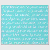 Papier Cadeau Écriture française Tiffany de voeux de mariage (Plat)