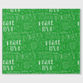 Papier Cadeau Écriture joyeuse de Noël vert capricieux (Plat)
