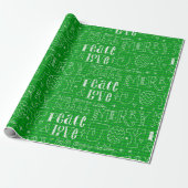 Papier Cadeau Écriture joyeuse de Noël vert capricieux (Déroulé)