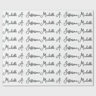 Papier Cadeau Écriture manuscrite classique créative blanche ten