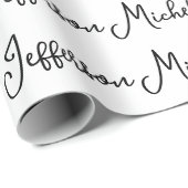 Papier Cadeau Écriture manuscrite classique créative blanche ten (Coin rond)