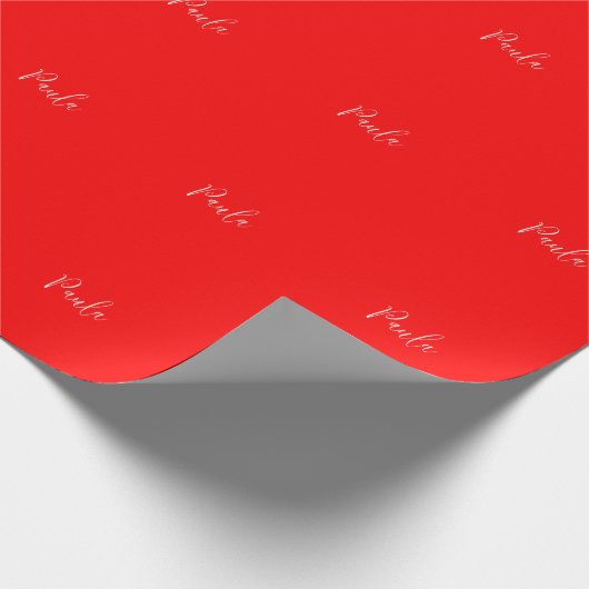 Papier Cadeau Écriture manuscrite Nom élégant Couleur rouge Plai (Coin)