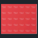 Papier Cadeau Écriture manuscrite rouge et blanc Mariage<br><div class="desc">Vous pouvez facilement modifier les polices,  l'image Arrière - plan et la couleur,  caractères de lettre.</div>