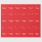 Papier Cadeau Écriture manuscrite rouge et blanc Mariage (Plat)