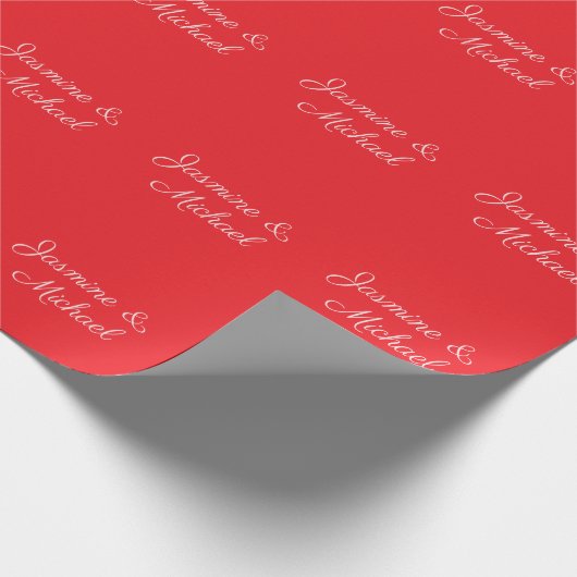 Papier Cadeau Écriture manuscrite rouge et blanc Mariage (Coin)