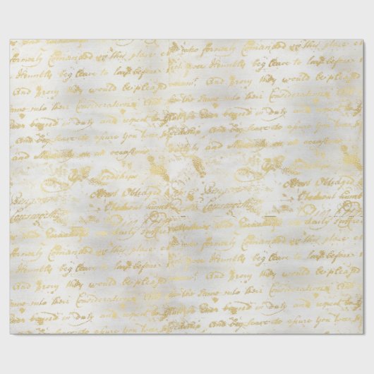 Papier Cadeau Écriture manuscrite Silver Old Gold (Plat)