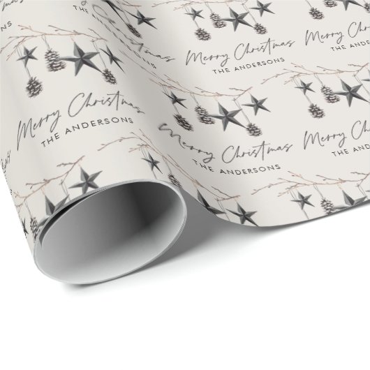 Papier Cadeau Ecriture unique moderne beige (Coin rond)