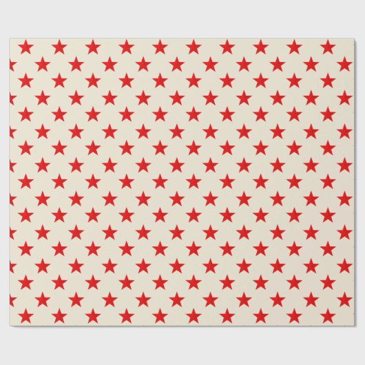 Papier Cadeau Ecru Bright Red Stars (Plat)