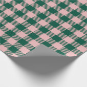 Papier Cadeau Écru de plaid moderne Noël vert rose férié (Coin)