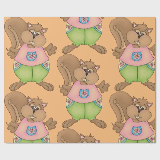 Papier Cadeau Écureuil (Plat)