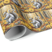 Papier Cadeau Écureuil À La Faisée D'Automne (Coin rond)