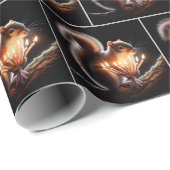 Papier Cadeau Écureuil avec bougies d'anniversaire (Coin rond)