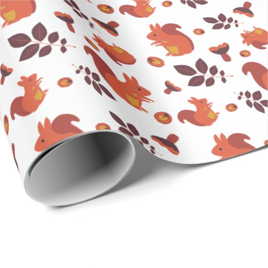Papier Cadeau Écureuil d'automne (Coin rond)