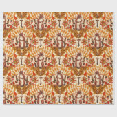 Papier Cadeau Écureuil d'automne sur blanc (Plat)