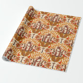 Papier Cadeau Écureuil d'automne sur blanc (Déroulé)