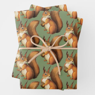 Papier Cadeau Écureuil de la Forêt Amicale
