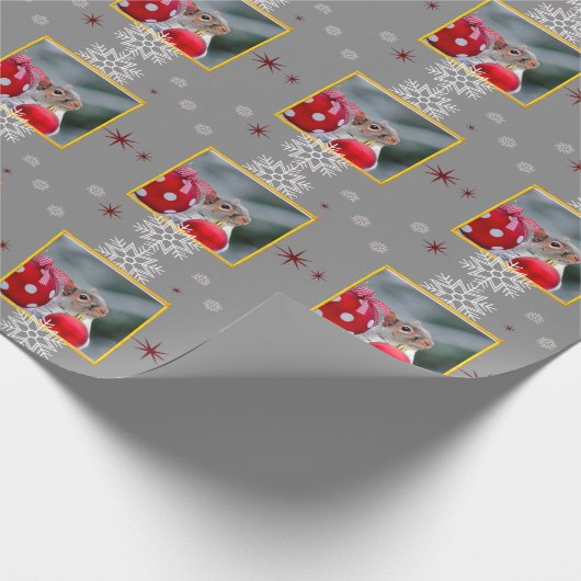 Papier Cadeau Écureuil de Noël (Coin)