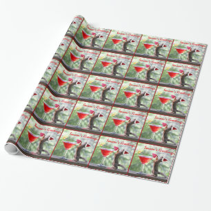 Papier Cadeau Écureuil de Noël buvant un cocktail