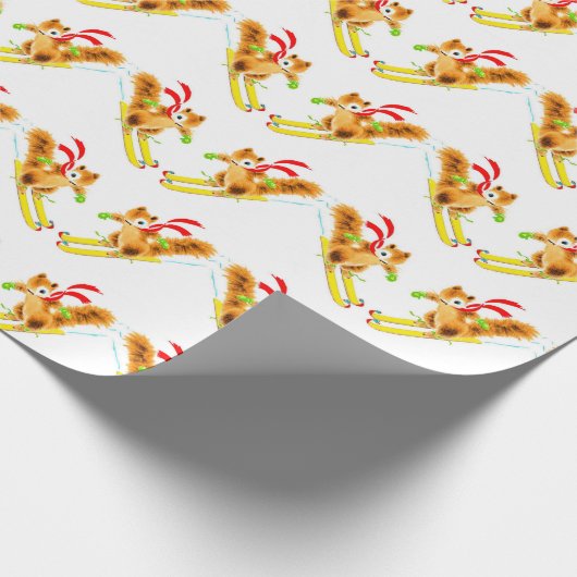 Papier Cadeau écureuil de ski (Coin)