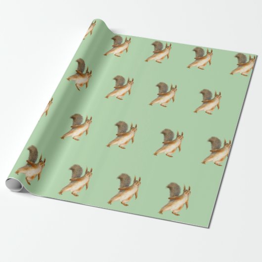 Papier Cadeau Écureuil debout avec queue touffue (Déroulé)