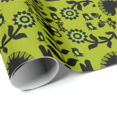 Papier Cadeau Écureuil Nordic Scandinave Folk Art (Coin rond)