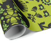 Papier Cadeau Écureuil Nordic Scandinave Folk Art (Coin rond)