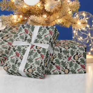 Papier Cadeau Écureuils de la Forêt Festive, Acorns & Champignon