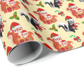 Papier Cadeau écureuils de Noël festifs écureuils skunks carrelé (Coin rond)