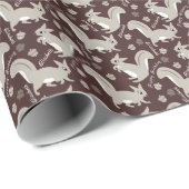 Papier Cadeau Écureuils gris Nom personnalisé Garçon ou fille An (Coin rond)