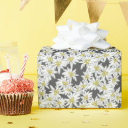Papier Cadeau Edelweiss Alpes Fleur sauvage Charcoal Cottagecore