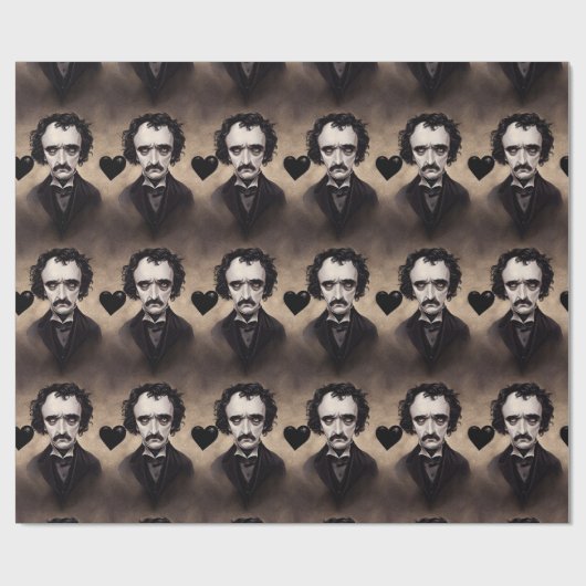 Papier Cadeau Edgar Allan Poe Goth Valentine's Day Wrappin Paper (Plat)