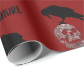 Papier Cadeau Edgar Allan Poe The Raven Skull Gothique (Coin rond)