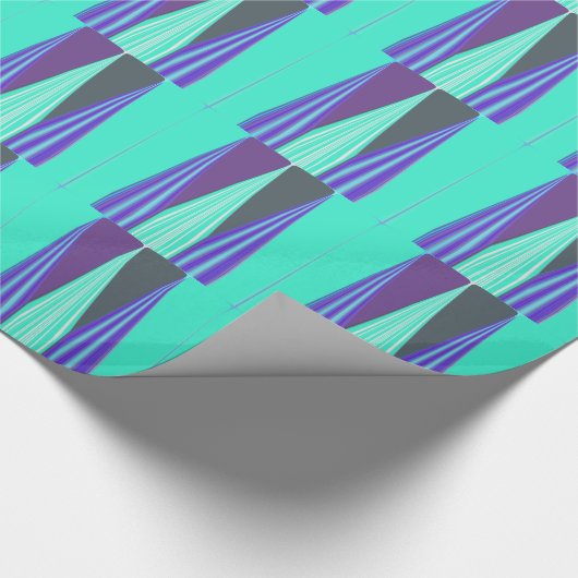Papier Cadeau Edgy Blue Purple Cyan Chevron Art Imprimer (Coin)