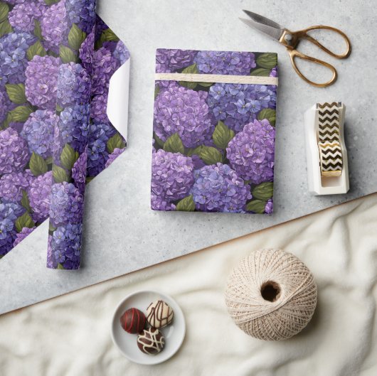 Papier Cadeau Edgy Serene Hydrangea Flower Wrapping Paper (Artisanat)