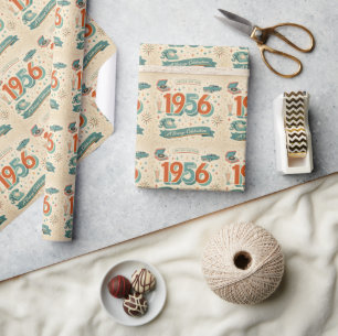 Papier Cadeau Édition Limitée Anniversaire 1956 Style Rétro de