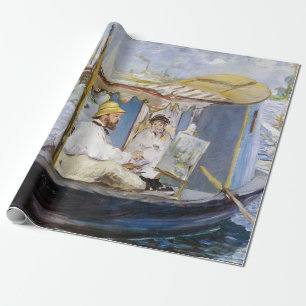 Papier Cadeau Edouard Manet - Monet dans son bateau-atelier