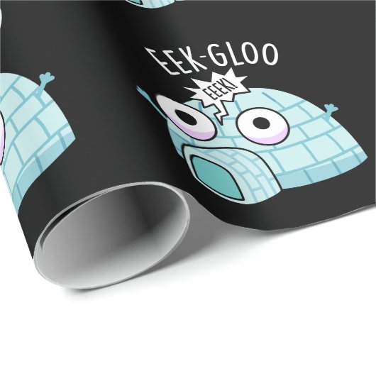 Papier Cadeau Eek-gloo Funny Igloo Pun Dark BG (Coin rond)