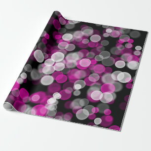 Papier Cadeau Effet Bokeh des bulles noires roses