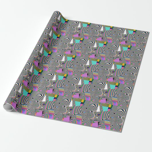 Papier Cadeau Effets numériques abstraits, motif coloré (Déroulé)