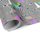 Papier Cadeau Effets numériques abstraits, motif coloré (Coin rond)