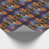 Papier Cadeau Éffrayant Airedale Halloween sorcière et Citrouill (Coin)