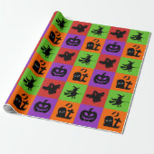 Papier Cadeau Éffrayant Amusement Halloween Motif Tri ou traitem (Déroulé)