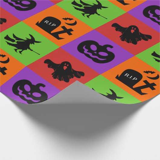 Papier Cadeau Éffrayant Amusement Halloween Motif Tri ou traitem (Coin)