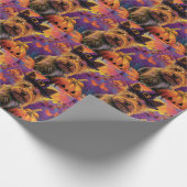 Papier Cadeau Éffrayant australien Terrier Citrouille de sorcièr (Coin)
