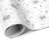 Papier Cadeau Éffrayant Bébé Bébé Araignée Halloween (Coin rond)