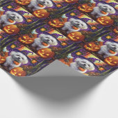 Papier Cadeau Éffrayant Bichon Frise Halloween sorcière et Citro (Coin)