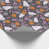 Papier Cadeau Éffrayant Chic Fantômes Coquette Vaches Roses Hall (Coin)