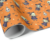 Papier Cadeau Éffrayant Chic Halloween Coussin - Festive (Coin rond)