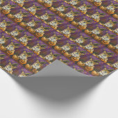 Papier Cadeau Éffrayant Corgi Chien Halloween Citrouille sorcier (Coin)